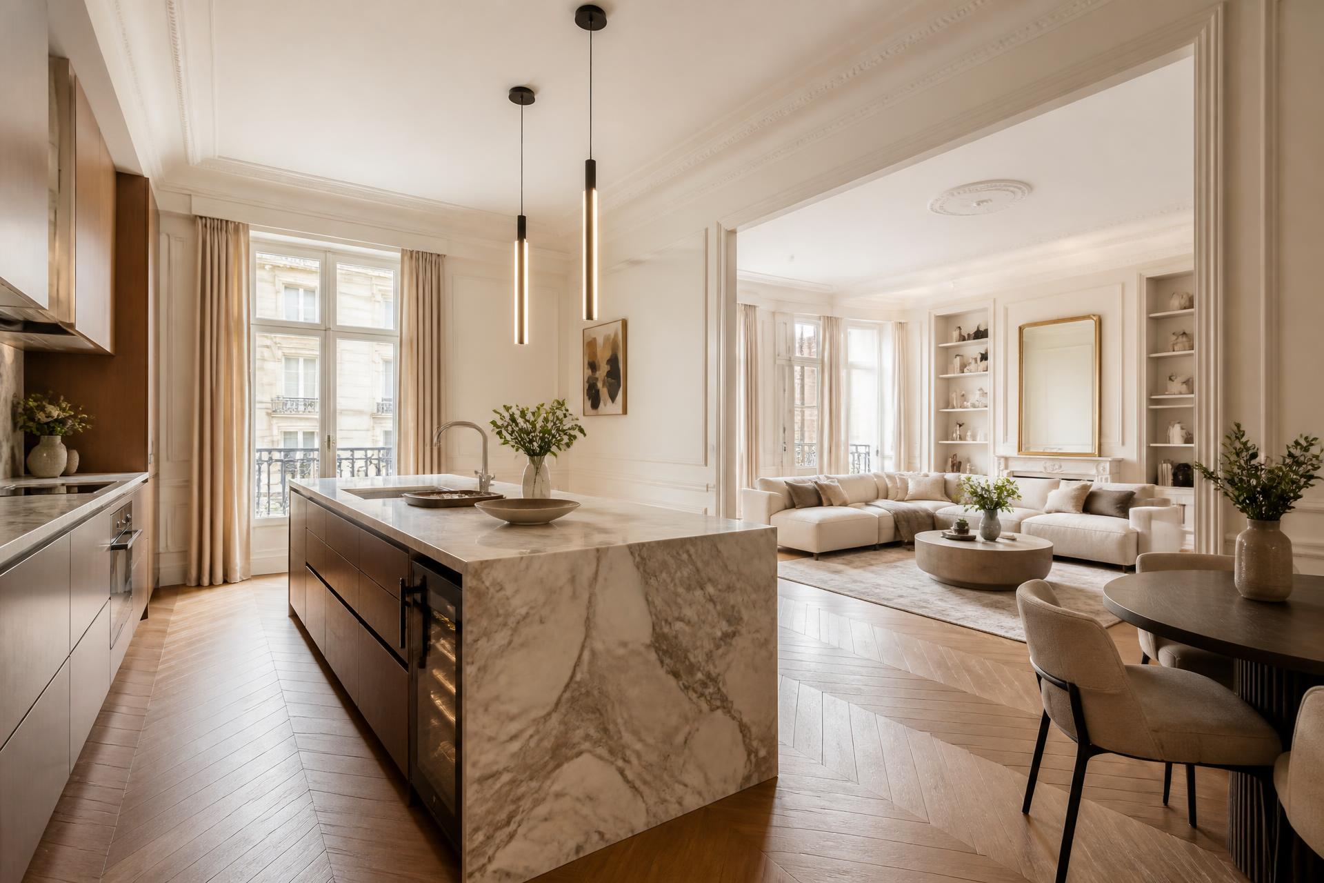 Rénovation haut de gamme d'un appartement parisien réalisée par Ma Rénovation